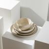 imageStone Lain Mirella 12Piece Dinnerware Set Stoneware Plates and Bowls set Microwave and Dishwasher Safe Dish Set for 4 BlueBeige