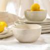 imageStone Lain Mirella 12Piece Dinnerware Set Stoneware Plates and Bowls set Microwave and Dishwasher Safe Dish Set for 4 BlueBeige