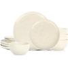 imageStone Lain Mirella 12Piece Dinnerware Set Stoneware Plates and Bowls set Microwave and Dishwasher Safe Dish Set for 4 BlueBeige