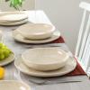 imageStone Lain Mirella 12Piece Dinnerware Set Stoneware Plates and Bowls set Microwave and Dishwasher Safe Dish Set for 4 BlueBeige