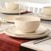 imageStone Lain Mirella 12Piece Dinnerware Set Stoneware Plates and Bowls set Microwave and Dishwasher Safe Dish Set for 4 BlueBeige