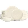 imageStone Lain Mirella 12Piece Dinnerware Set Stoneware Plates and Bowls set Microwave and Dishwasher Safe Dish Set for 4 BlueBeige