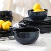 imageStone Lain Mirella 12Piece Dinnerware Set Stoneware Plates and Bowls set Microwave and Dishwasher Safe Dish Set for 4 BlueBlue