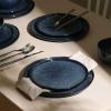 imageStone Lain Mirella 12Piece Dinnerware Set Stoneware Plates and Bowls set Microwave and Dishwasher Safe Dish Set for 4 BlueBlue