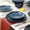 imageStone Lain Mirella 12Piece Dinnerware Set Stoneware Plates and Bowls set Microwave and Dishwasher Safe Dish Set for 4 BlueBlue