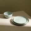 imageStone Lain Mirella 12Piece Dinnerware Set Stoneware Plates and Bowls set Microwave and Dishwasher Safe Dish Set for 4 BlueLight Green