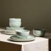 imageStone Lain Mirella 12Piece Dinnerware Set Stoneware Plates and Bowls set Microwave and Dishwasher Safe Dish Set for 4 BlueLight Green