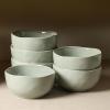 imageStone Lain Mirella 12Piece Dinnerware Set Stoneware Plates and Bowls set Microwave and Dishwasher Safe Dish Set for 4 BlueLight Green