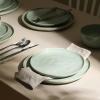 imageStone Lain Mirella 12Piece Dinnerware Set Stoneware Plates and Bowls set Microwave and Dishwasher Safe Dish Set for 4 BlueLight Green