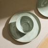 imageStone Lain Mirella 12Piece Dinnerware Set Stoneware Plates and Bowls set Microwave and Dishwasher Safe Dish Set for 4 BlueLight Green