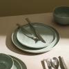 imageStone Lain Mirella 12Piece Dinnerware Set Stoneware Plates and Bowls set Microwave and Dishwasher Safe Dish Set for 4 BlueLight Green