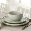 imageStone Lain Mirella 12Piece Dinnerware Set Stoneware Plates and Bowls set Microwave and Dishwasher Safe Dish Set for 4 BlueLight Green