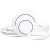 imageStone Lain Luna 12Piece Porcelain Dinnerware Set Plates and Bowls Set Dish Set for 4 GreenLuna  Blue