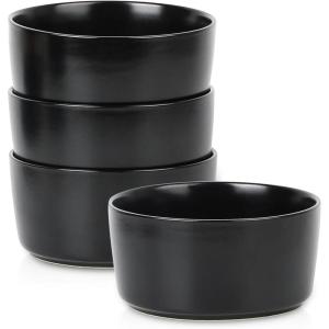 imageStone Lain Eden 24Piece Dinnerware Set Stoneware Plates and Bowls Set Dishwasher and Microwave Safe Dish Dish Set for 8 Dark BlueBlack