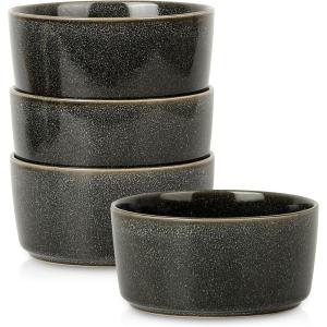 imageStone Lain Eden 24Piece Dinnerware Set Stoneware Plates and Bowls Set Dishwasher and Microwave Safe Dish Dish Set for 8 Dark BlueCharcoal Grey