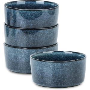 imageStone Lain Eden 24Piece Dinnerware Set Stoneware Plates and Bowls Set Dishwasher and Microwave Safe Dish Dish Set for 8 Dark BlueDark Blue