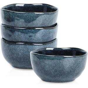 imageStone Lain Mirella 12Piece Dinnerware Set Stoneware Plates and Bowls set Microwave and Dishwasher Safe Dish Set for 4 BlueBlue