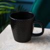 imageStone lain Weave Stoneware Dish Set 4 Mugs Olivia  BlackAbigael  Black
