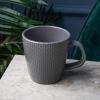 imageStone lain Weave Stoneware Dish Set 4 Mugs Olivia  BlackOlivia  Gray