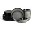 imageStone Lain Dua 12Piece Dinnerware Set Stoneware Plate and Bowls Set Dishwasher and Microwave Safe Dish Set for 4 BlackBlack