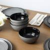 imageStone Lain Dua 12Piece Dinnerware Set Stoneware Plate and Bowls Set Dishwasher and Microwave Safe Dish Set for 4 BlackBlack