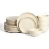 imageStone Lain Dua 12Piece Dinnerware Set Stoneware Plate and Bowls Set Dishwasher and Microwave Safe Dish Set for 4 BlackWhite