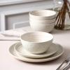 imageStone Lain Dua 12Piece Dinnerware Set Stoneware Plate and Bowls Set Dishwasher and Microwave Safe Dish Set for 4 BlackWhite