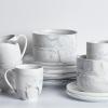 imageStone Lain Brighton 16Piece Dinnerware Set Porcelain PinkMatte Gray