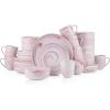 imageStone Lain Brighton 16Piece Dinnerware Set Porcelain PinkMatte Pink