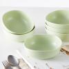 imageStone Lain Delilah 8inch Bowl 6Piece Dish Set Porcelain PeachLime Green
