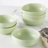 imageStone Lain Delilah 8inch Bowl 6Piece Dish Set Porcelain PeachLime Green