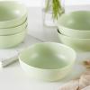 imageStone Lain Delilah 8inch Bowl 6Piece Dish Set Porcelain PeachLime Green