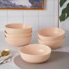 imageStone Lain Delilah 8inch Bowl 6Piece Dish Set Porcelain PeachPastel Orange