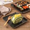 imageStone Lain Porcelain Square Dinnerware Set Black With Gold Leaves Service For 4 16 PieceBlack