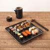 imageStone Lain Porcelain Square Dinnerware Set Black With Gold Leaves Service For 4 16 PieceBlack