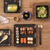 imageStone Lain Porcelain Square Dinnerware Set Black With Gold Leaves Service For 4 16 PieceBlack