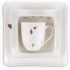 imageStone Lain Porcelain Square Dinnerware Set Black With Gold Leaves Service For 4 16 PieceWhite