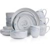 imageStone Lain Brighton 16Piece Dinnerware Set Porcelain PinkMatte Gray