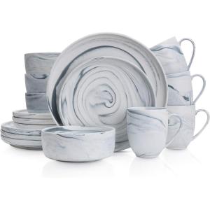 imageStone Lain Brighton 16Piece Dinnerware Set Porcelain PinkMatte Gray