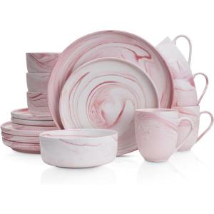 imageStone Lain Brighton 16Piece Dinnerware Set Porcelain PinkMatte Pink