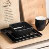 imageStone Lain Amy Porcelain Dinnerware Set 24Piece Service for 6 BlackBlack