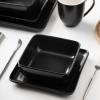 imageStone Lain Amy Porcelain Dinnerware Set 24Piece Service for 6 BlackBlack