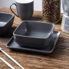 imageStone Lain Amy Porcelain Dinnerware Set 24Piece Service for 6 BlackGray