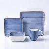 imageStone Lain Esmeralda Porcelain Dinnerware Set Service for 8 32 Pieces Square Green Brushed DesignBlue