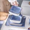 imageStone Lain Esmeralda Porcelain Dinnerware Set Service for 8 32 Pieces Square Green Brushed DesignBlue