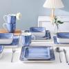 imageStone Lain Esmeralda Porcelain Dinnerware Set Service for 8 32 Pieces Square Green Brushed DesignBlue