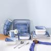 imageStone Lain Esmeralda Porcelain Dinnerware Set Service for 8 32 Pieces Square Green Brushed DesignBlue