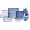 imageStone Lain Esmeralda Porcelain Dinnerware Set Service for 8 32 Pieces Square Green Brushed DesignBlue