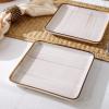 imageStone Lain Esmeralda Porcelain Dinnerware Set Service for 8 32 Pieces Square Green Brushed DesignBrown