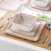 imageStone Lain Esmeralda Porcelain Dinnerware Set Service for 8 32 Pieces Square Green Brushed DesignBrown
